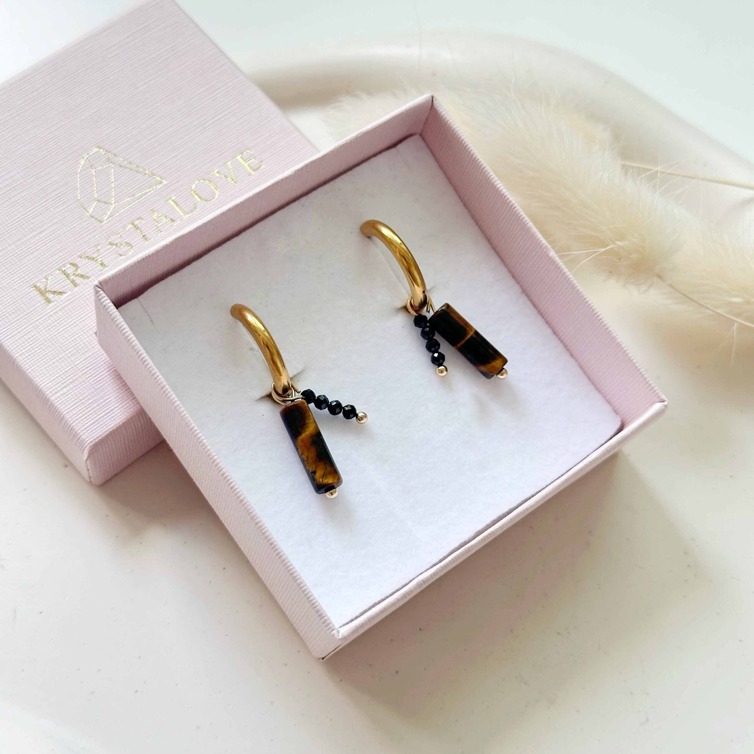 kolczyki z kamieniem naturalnym tygrysie oko