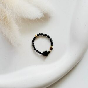 Pierścionek czarny turmalin z tygrysim okiem