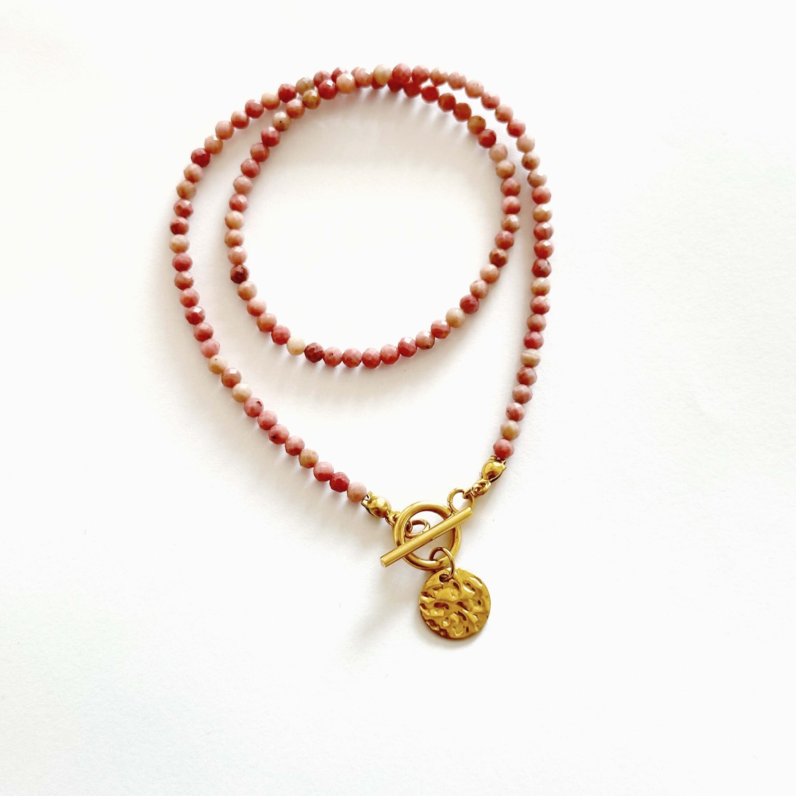 naszyjnik rodochrozyt z kamieni naturalnych