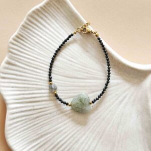 Bransoletka czarny turmalin z sercem