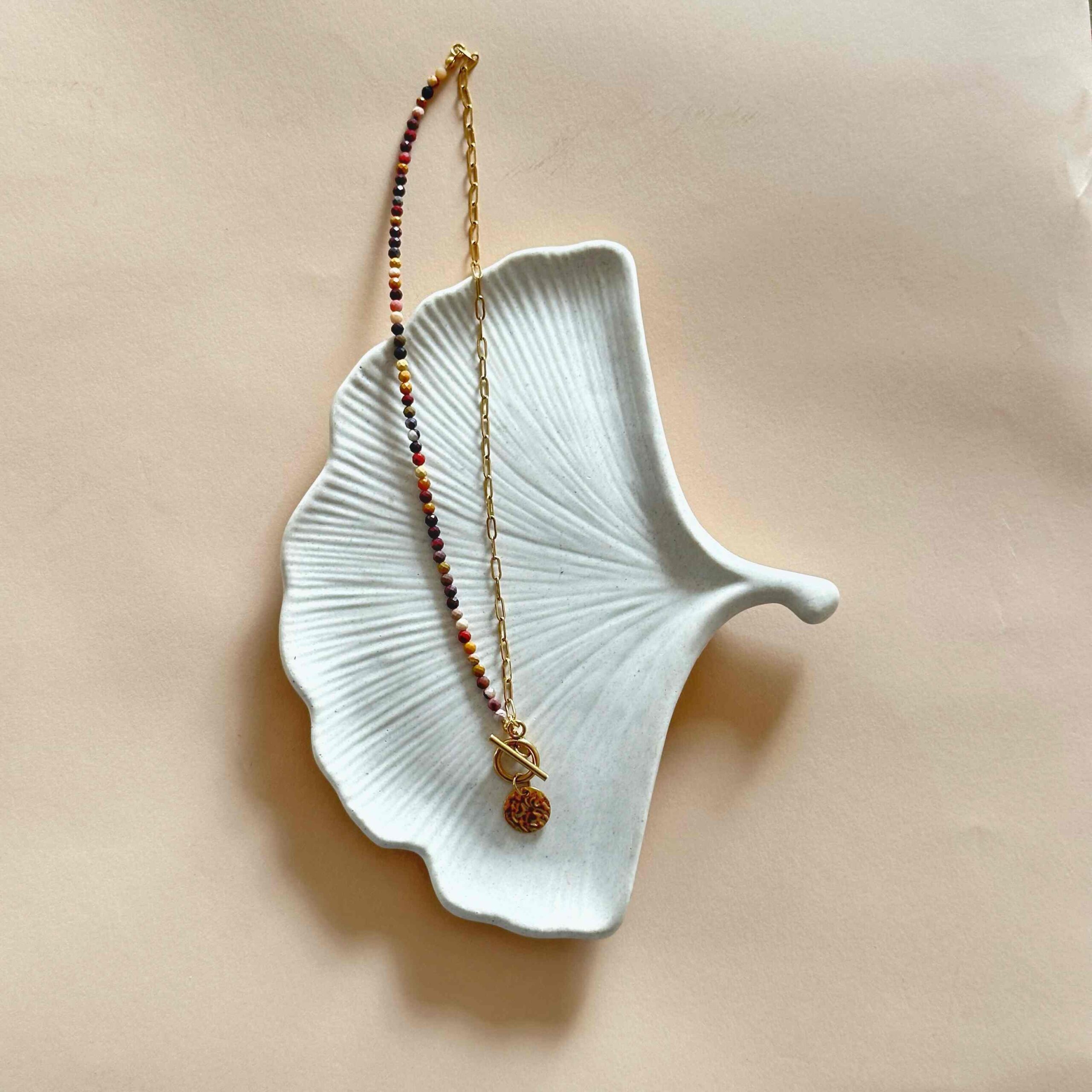 jesienny naszyjnik z kamieni naturalnych mokait