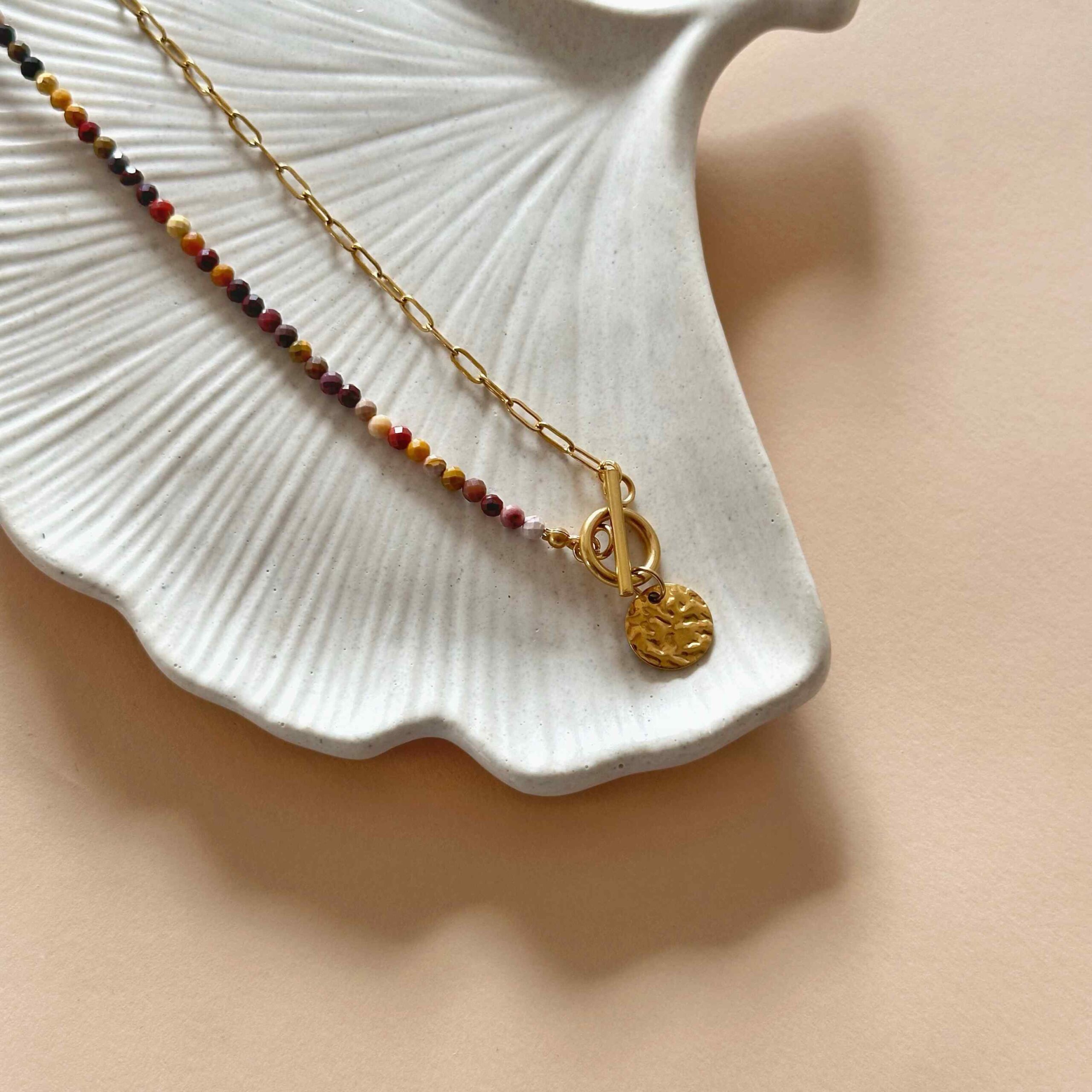 jesienny naszyjnik z kamieni naturalnych mokait