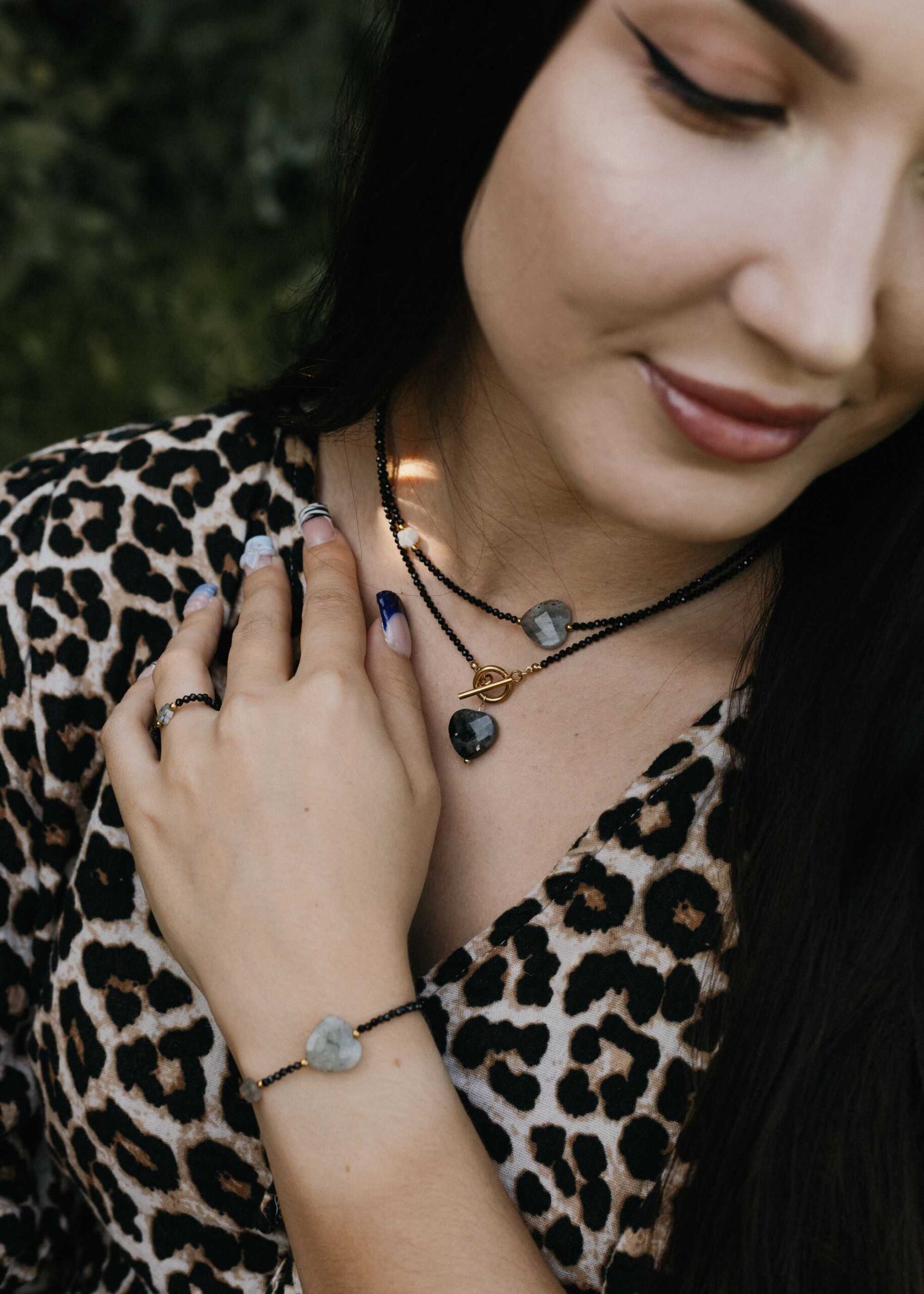 naszyjnik z kamieni naturalnych czarny turmalin