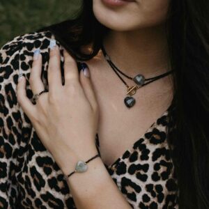 Choker z czarnego turmalinu z sercem