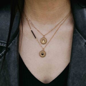 Naszyjnik z wplecionymi kamieniami onyks/kamień słoneczny