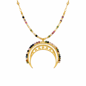 Naszyjnik Lunula z kolorowym turmalinem